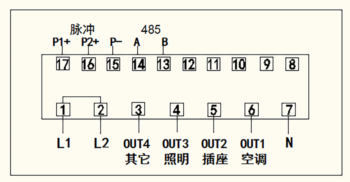 四回路電能表（biǎo）端子接線（xiàn）圖